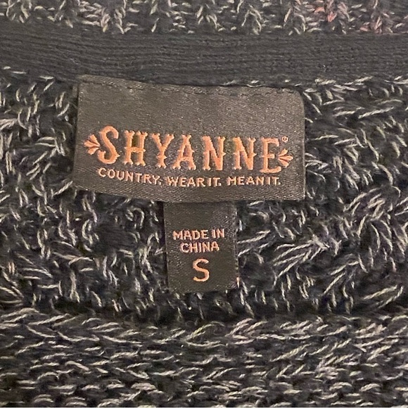 Shyanne Country Sweater Western Size S Fringed V-Neck Gray Long Sleeve Cotton - Picture 6 of 10